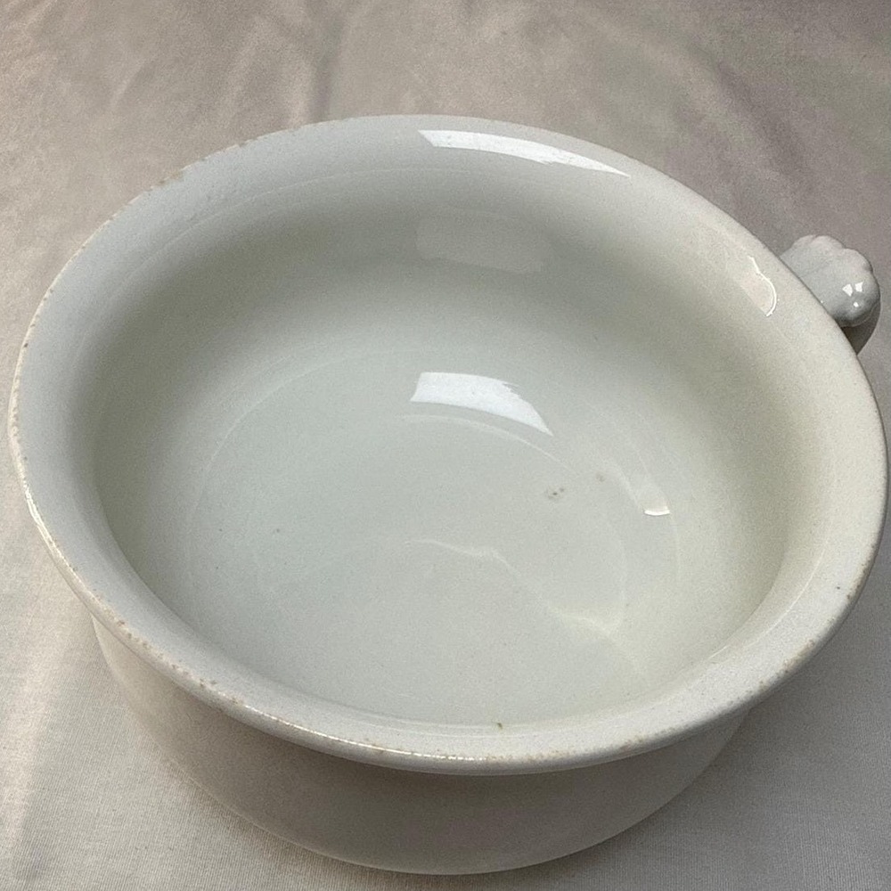 Antique M&S China White Ironstone Chamber Pot Farmhouse Decor 7.25 Inch